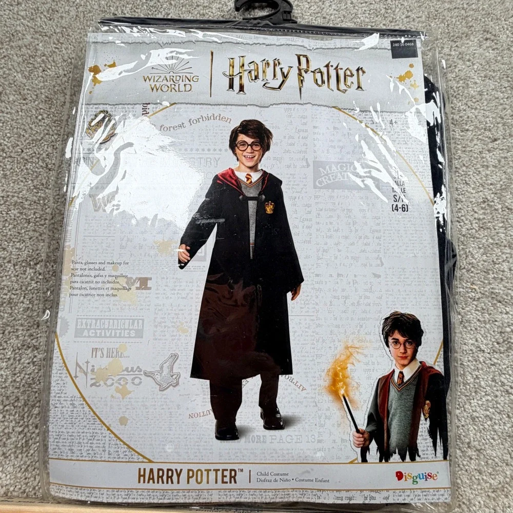 Harry Potter Disguise Child Costume Gryffindor Hooded Robe Shirt‎ Front Kids 4-6
